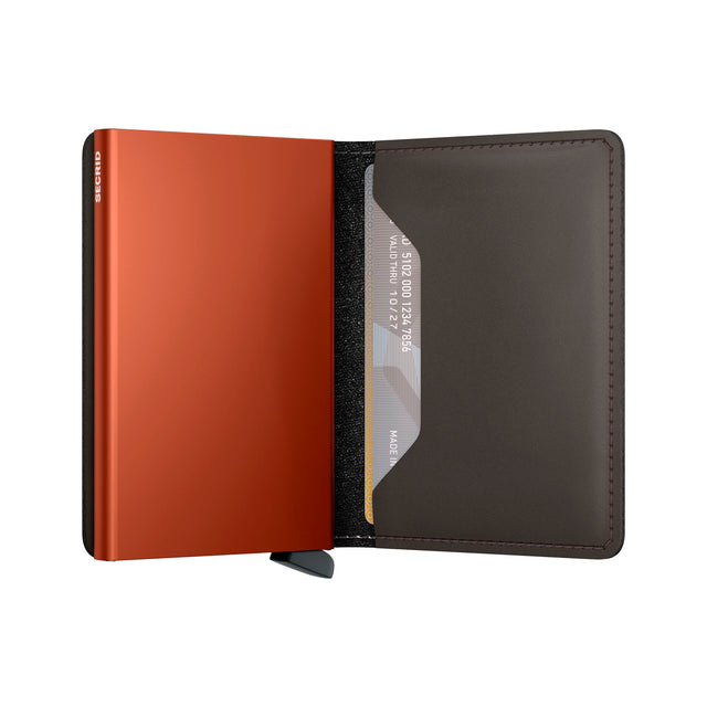 SECRID Slimwallet Leather - Matte Truffle & Orange | the OBJECT ROOM