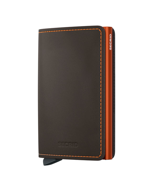 SECRID Slimwallet Leather - Matte Truffle & Orange | the OBJECT ROOM