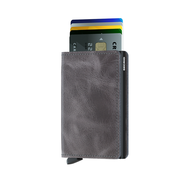 SECRID Slimwallet Leather - Vintage Grey-Black | the OBJECT ROOM