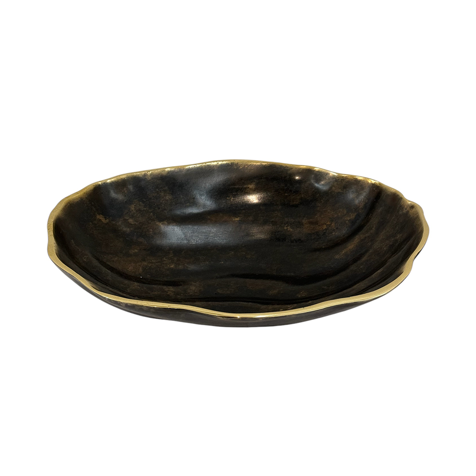 OBJECT Brass Shell Bowl L - Antique Black w Gold