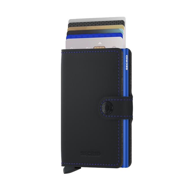 SECRID Miniwallet Leather - Matte Black & Blue | the OBJECT ROOM