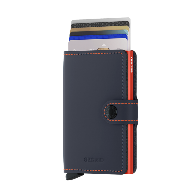 SECRID Miniwallet Leather - Matte Night Blue & Orange | the OBJECT ROOM