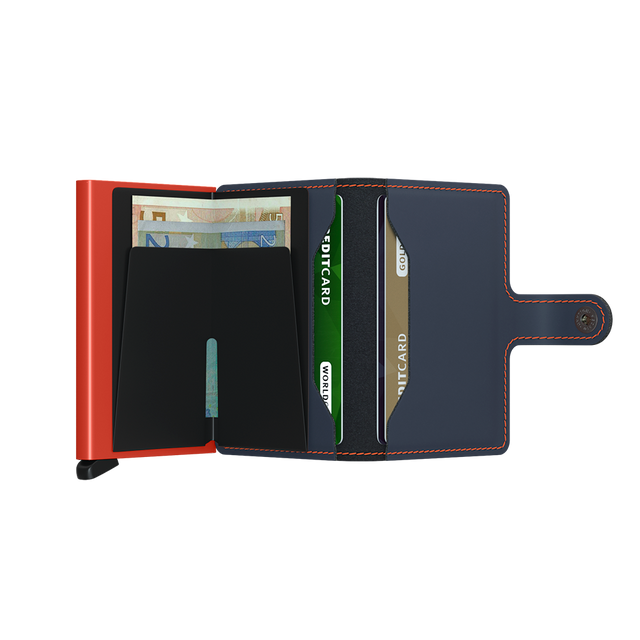 SECRID Miniwallet Leather - Matte Night Blue & Orange | the OBJECT ROOM