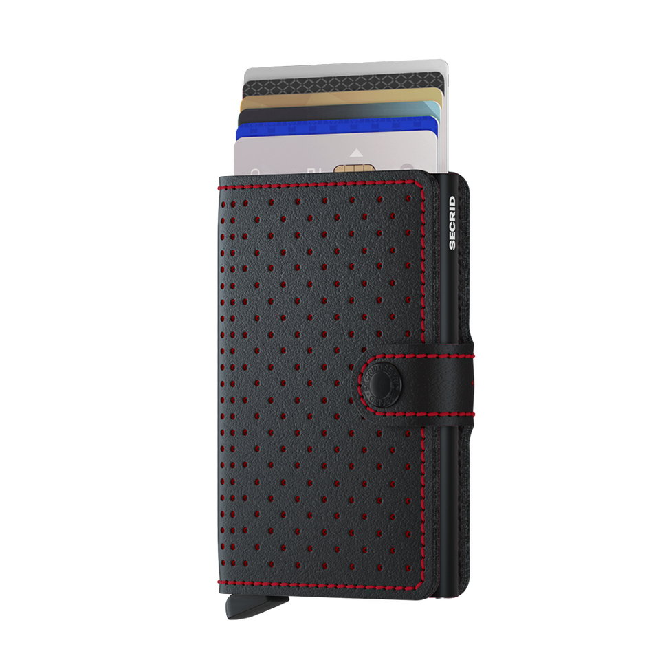 SECRID Miniwallet Leather - Perforated Black-Red | the OBJECT ROOM