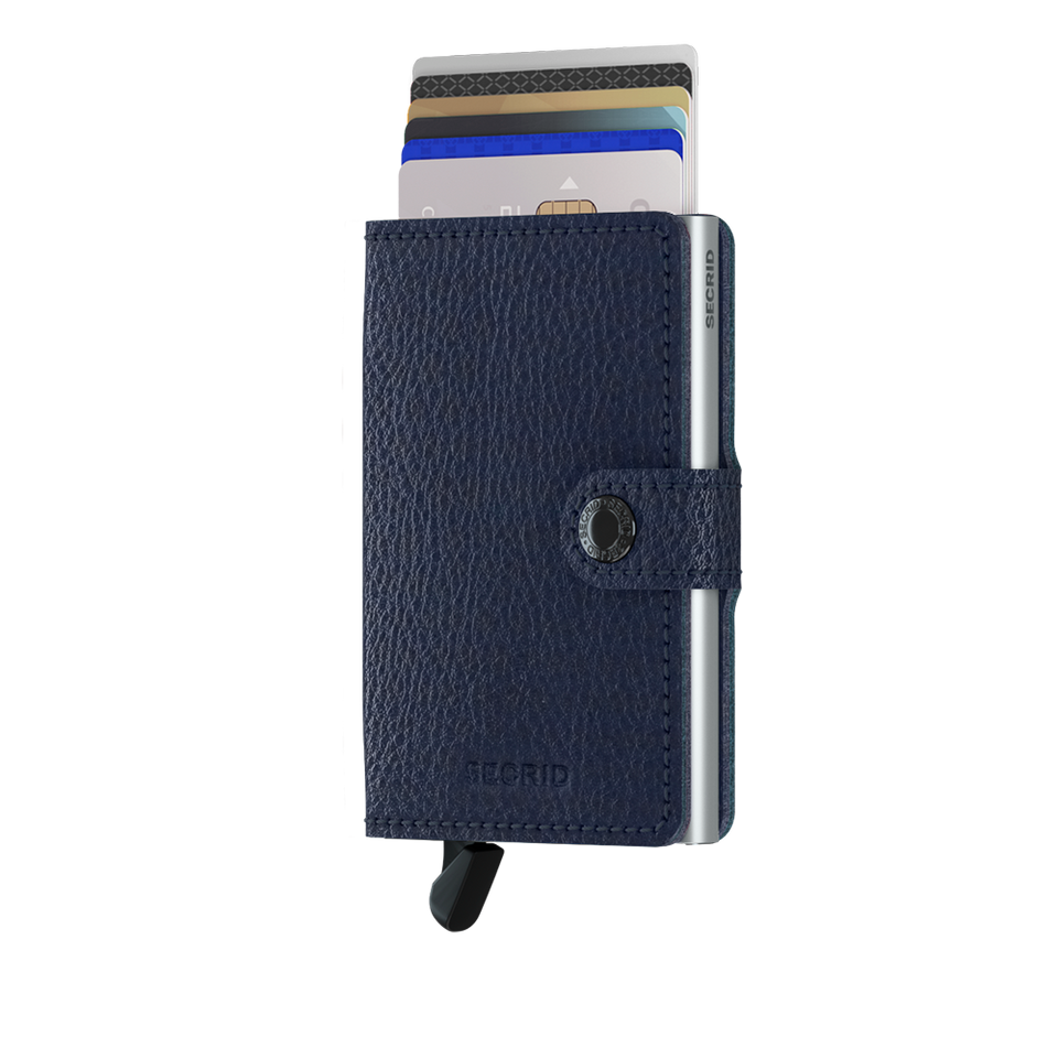 SECRID Miniwallet Leather - Veg Tanned Navy-Silver | the OBJECT ROOM