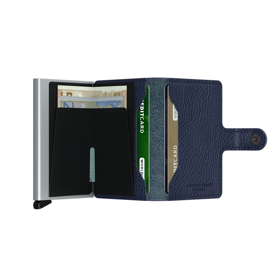 SECRID Miniwallet Leather - Veg Tanned Navy-Silver | the OBJECT ROOM