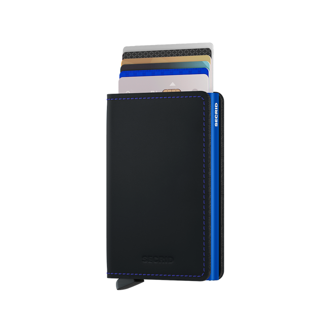 SECRID Slimwallet Leather - Matte Black & Blue | the OBJECT ROOM