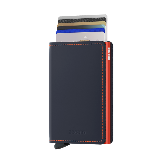 SECRID Slimwallet Leather - Matte Night Blue & Orange | the OBJECT ROOM