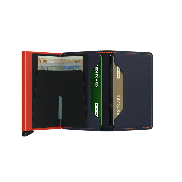 SECRID Slimwallet Leather - Matte Night Blue & Orange | the OBJECT ROOM