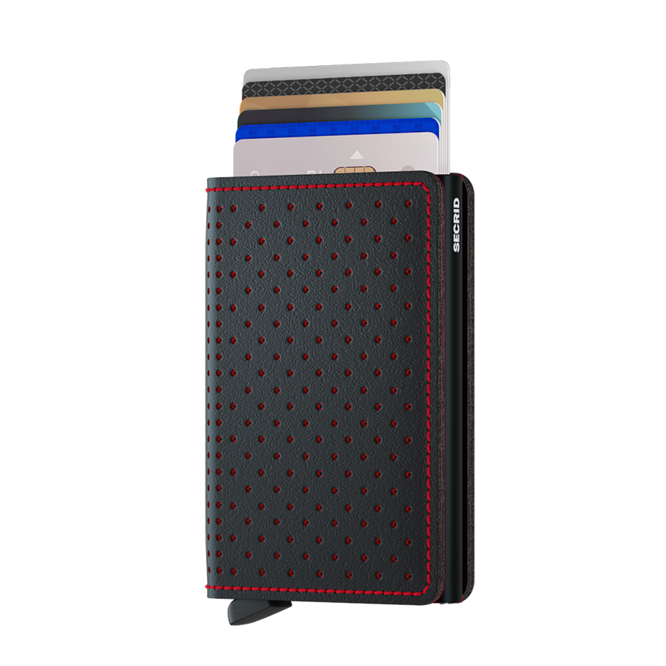 SECRID Slimwallet Leather - Perforated Black-Red | the OBJECT ROOM