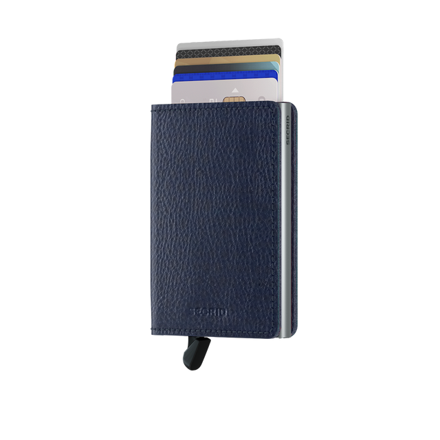 SECRID Slimwallet Leather - Veg Tanned Navy-Silver | the OBJECT ROOM