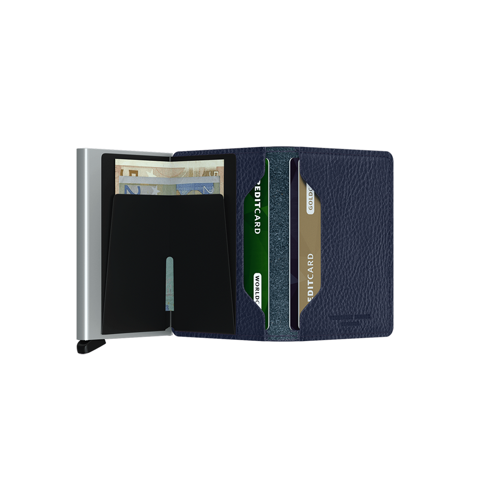 SECRID Slimwallet Leather - Veg Tanned Navy-Silver | the OBJECT ROOM