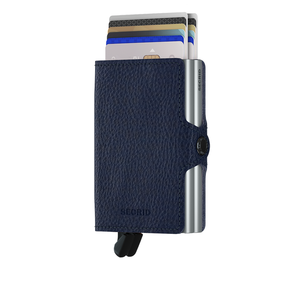 SECRID Twinwallet Leather - Veg Tanned Navy-Silver | the OBJECT ROOM