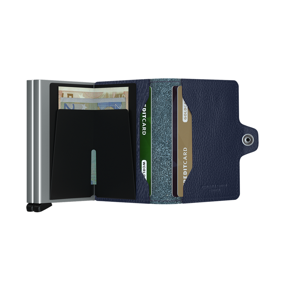 SECRID Twinwallet Leather - Veg Tanned Navy-Silver | the OBJECT ROOM