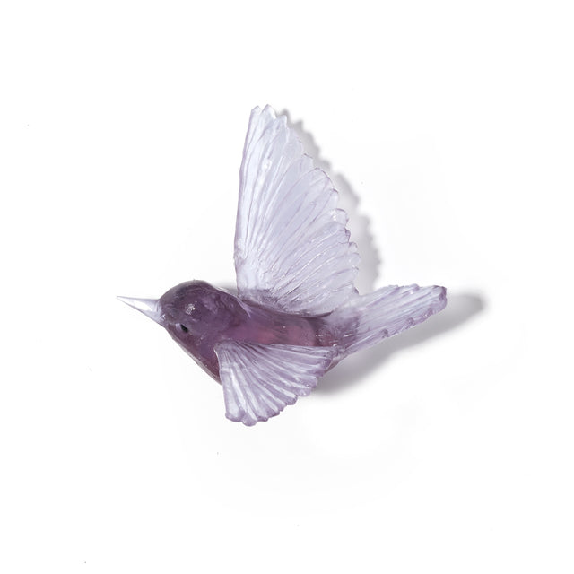 LUKE JACOMB STUDIO Cast Glass Bird - Tomtit Purple