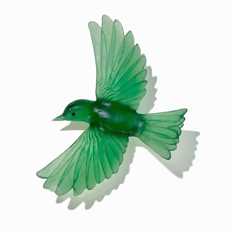 LUKE JACOMB STUDIO Cast Glass Bird - Yellowhead Emerald