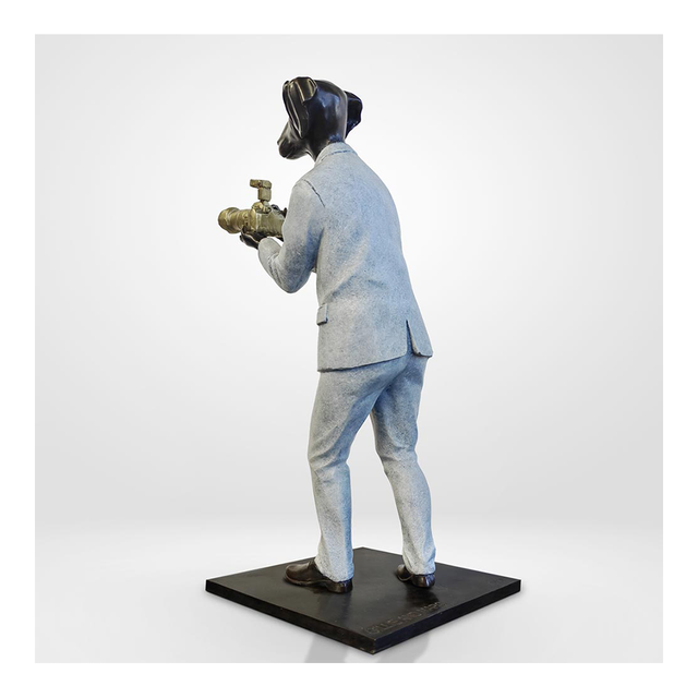 GILLIE AND MARC Bronze Sculpture - Paparazzi Dog Loves Snapping