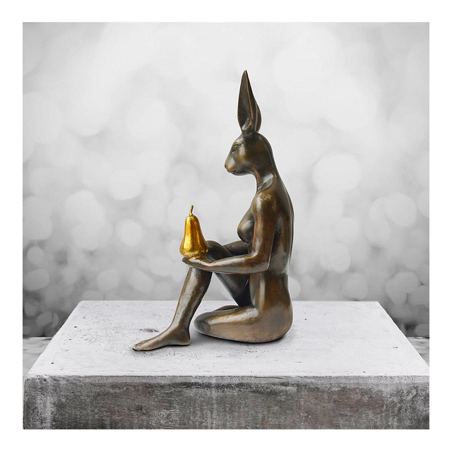 GILLIE AND MARC Bronze Sculpture - Rabbitwoman Grew A Pear Gold