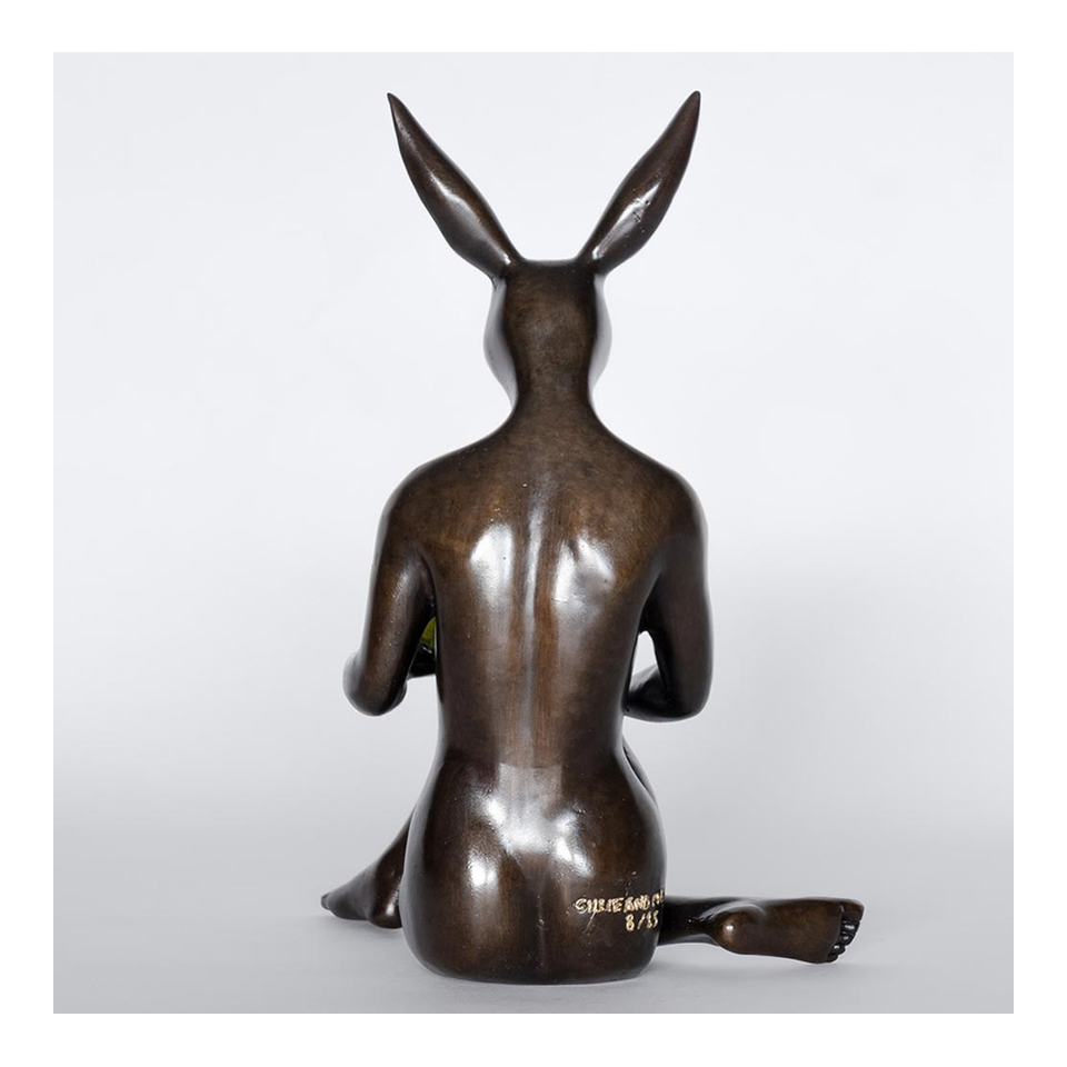 GILLIE AND MARC Bronze Sculpture - Rabbitwoman Grew A Pear Green