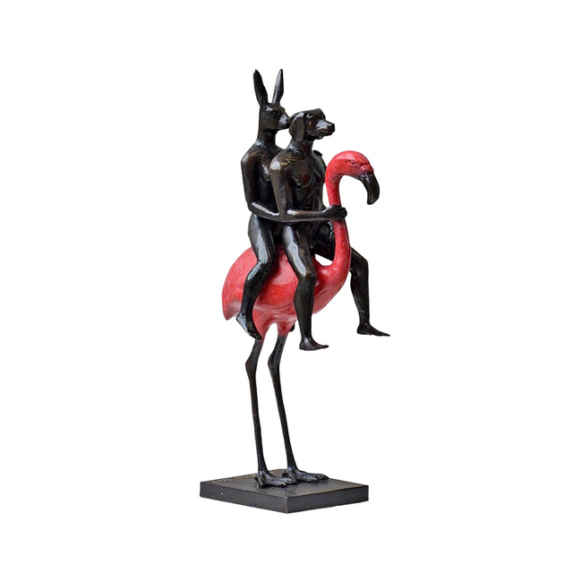 GILLIE AND MARC Bronze Sculpture - They Were The Flamingo Riders Red