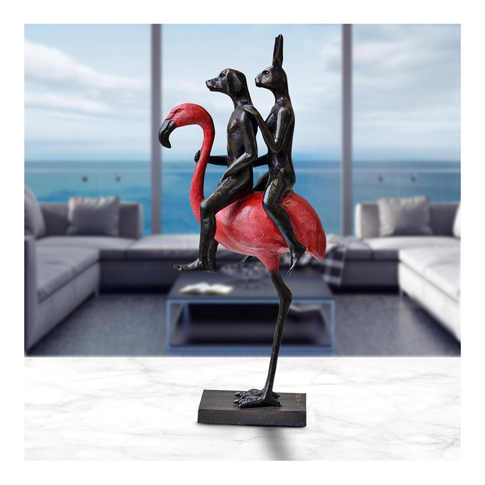 GILLIE AND MARC Bronze Sculpture - They Were The Flamingo Riders Red