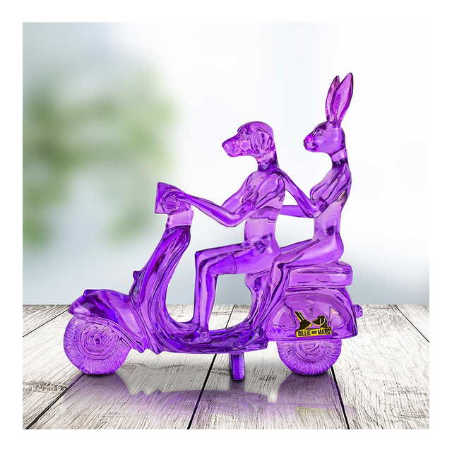 GILLIE AND MARC Resin Sculpture - Lolly Happy Mini Vespa Riders Purple