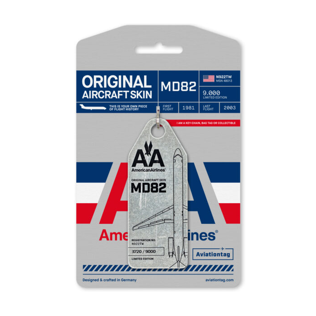 AVIATIONTAG McDonnell Douglas MD82 - N922TW - Silver (American Airlines) | the OBJECT ROOM