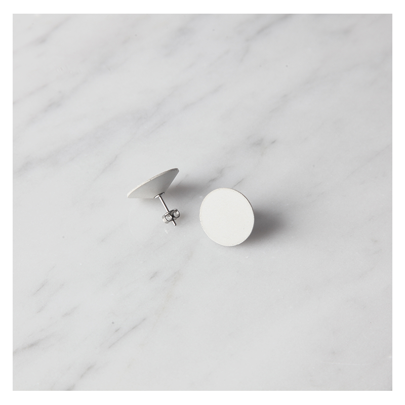 22 DESIGN STUDIO Concrete Earrings - Mirror Flat White | the OBJECT ROOM