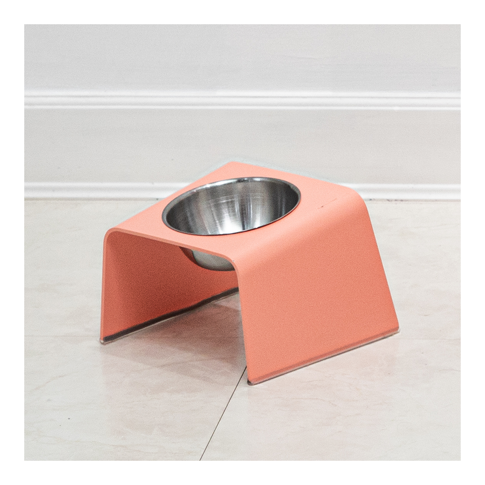 HOWDY HOUNDY Bend Elevated Feeder S - Peach Pink