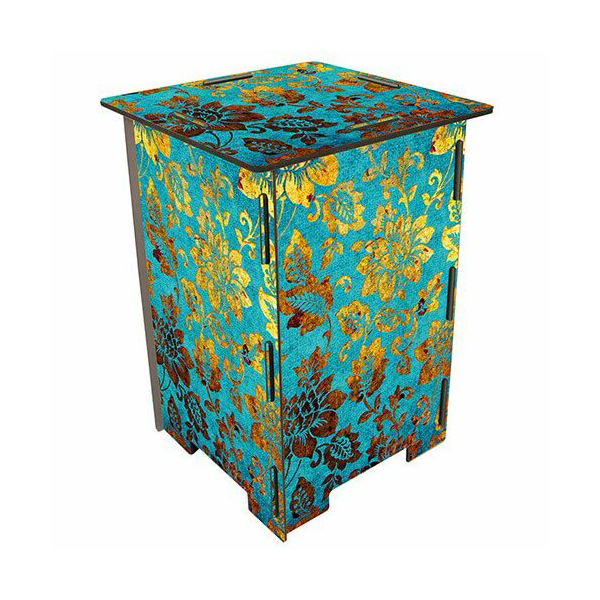 WERKHAUS Photo Stool - Blue and Gold Flowers