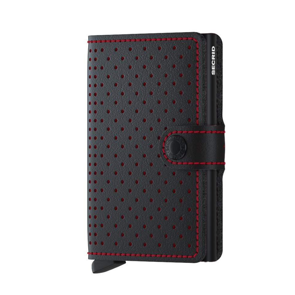 SECRID Miniwallet Leather - Perforated Black-Red | the OBJECT ROOM