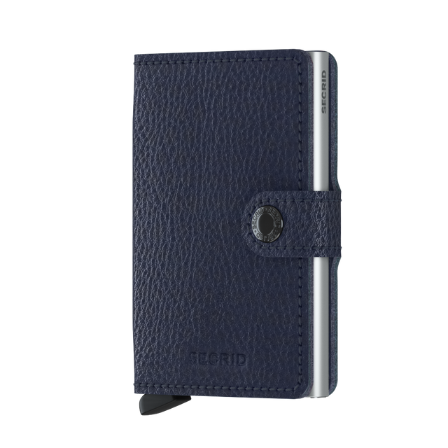 SECRID Miniwallet Leather - Veg Tanned Navy-Silver | the OBJECT ROOM