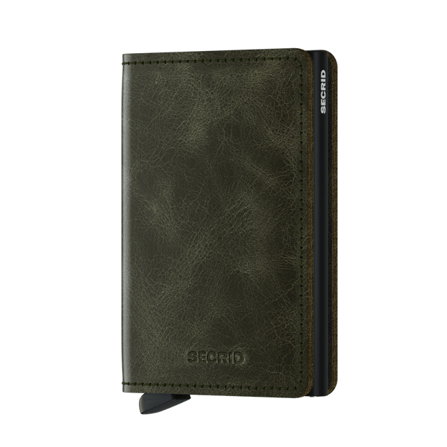 SECRID Slimwallet Leather - Vintage Olive-Black | the OBJECT ROOM