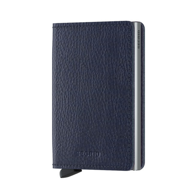 SECRID Slimwallet Leather - Veg Tanned Navy-Silver | the OBJECT ROOM