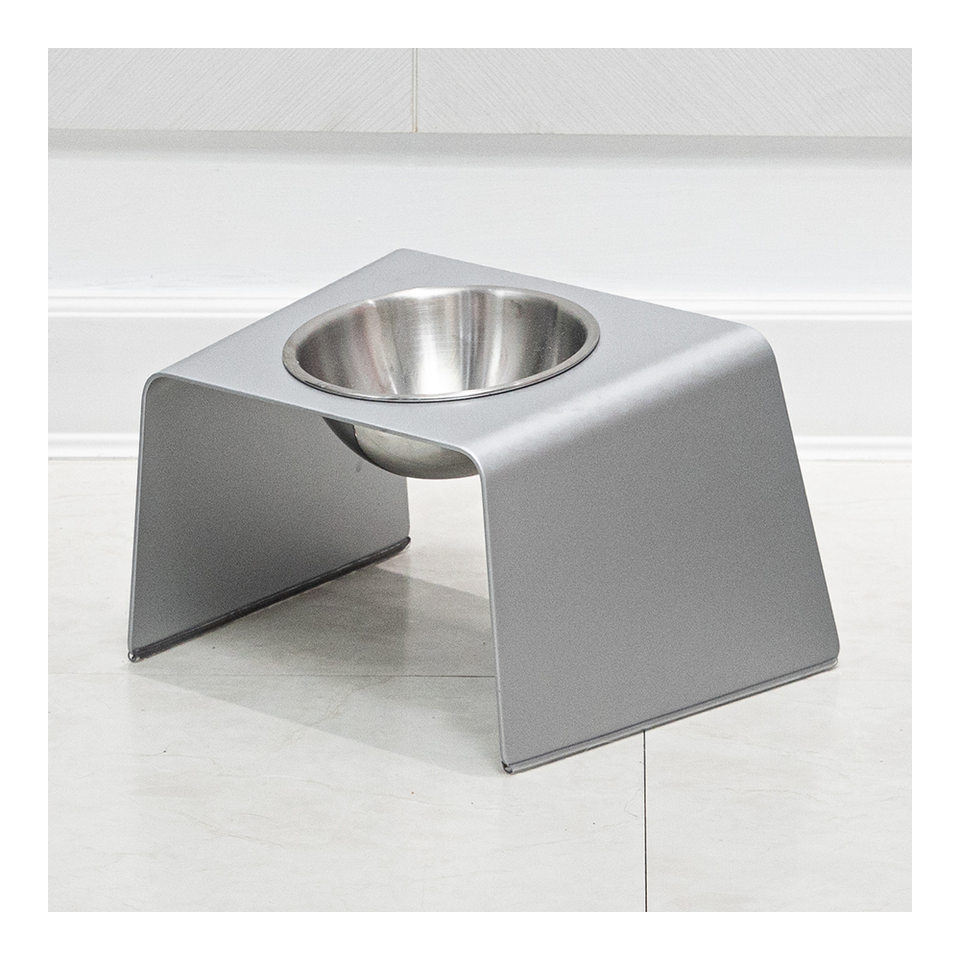 HOWDY HOUNDY Bend Elevated Feeder M - Space Silver