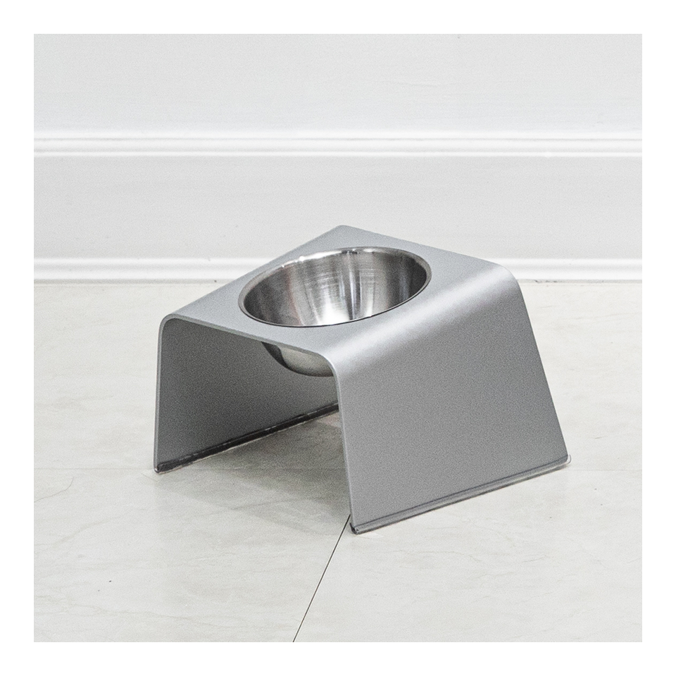 HOWDY HOUNDY Bend Elevated Feeder S - Space Silver