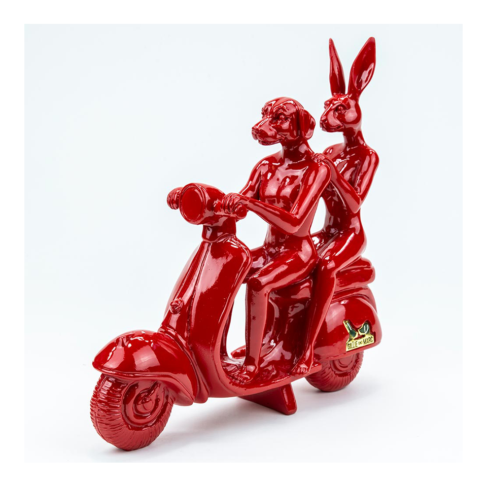 GILLIE AND MARC Resin Sculpture - Happy Mini Vespa Riders Red | the OBJECT ROOM